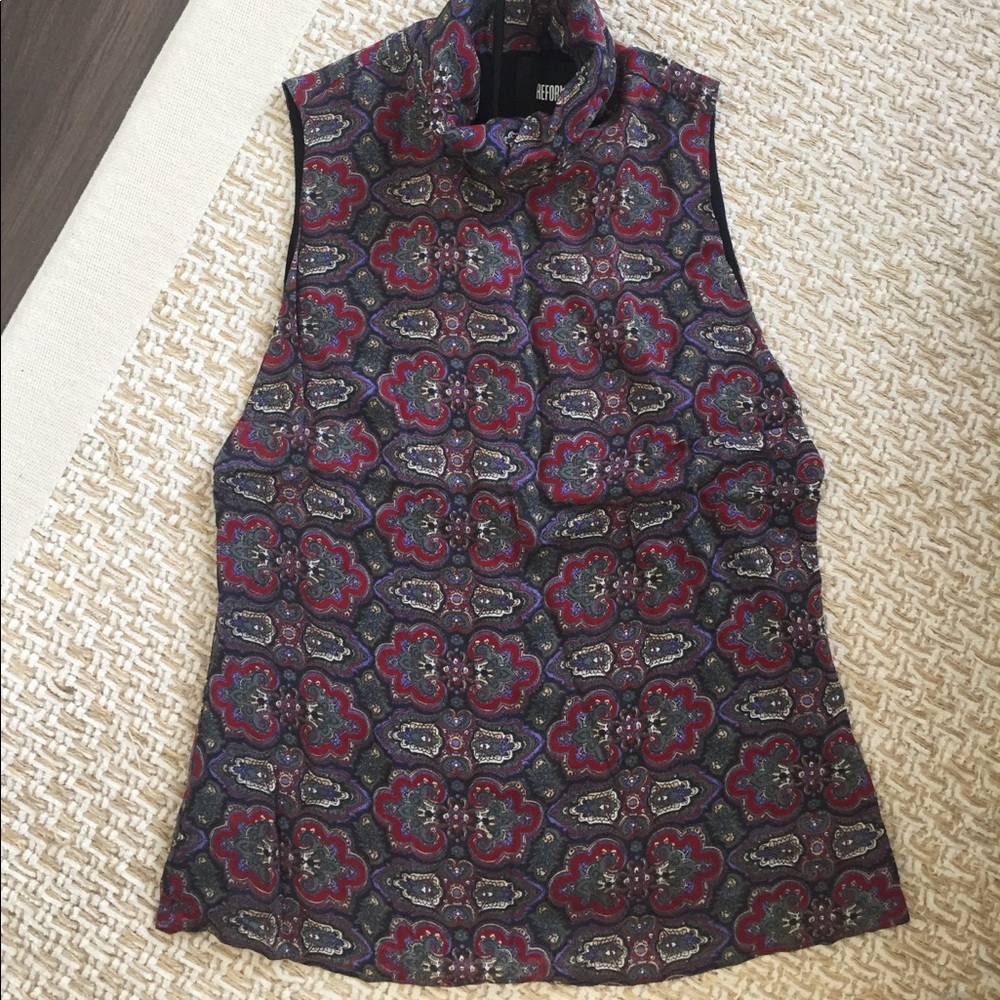 Reformation paisley sleeveless blouse
